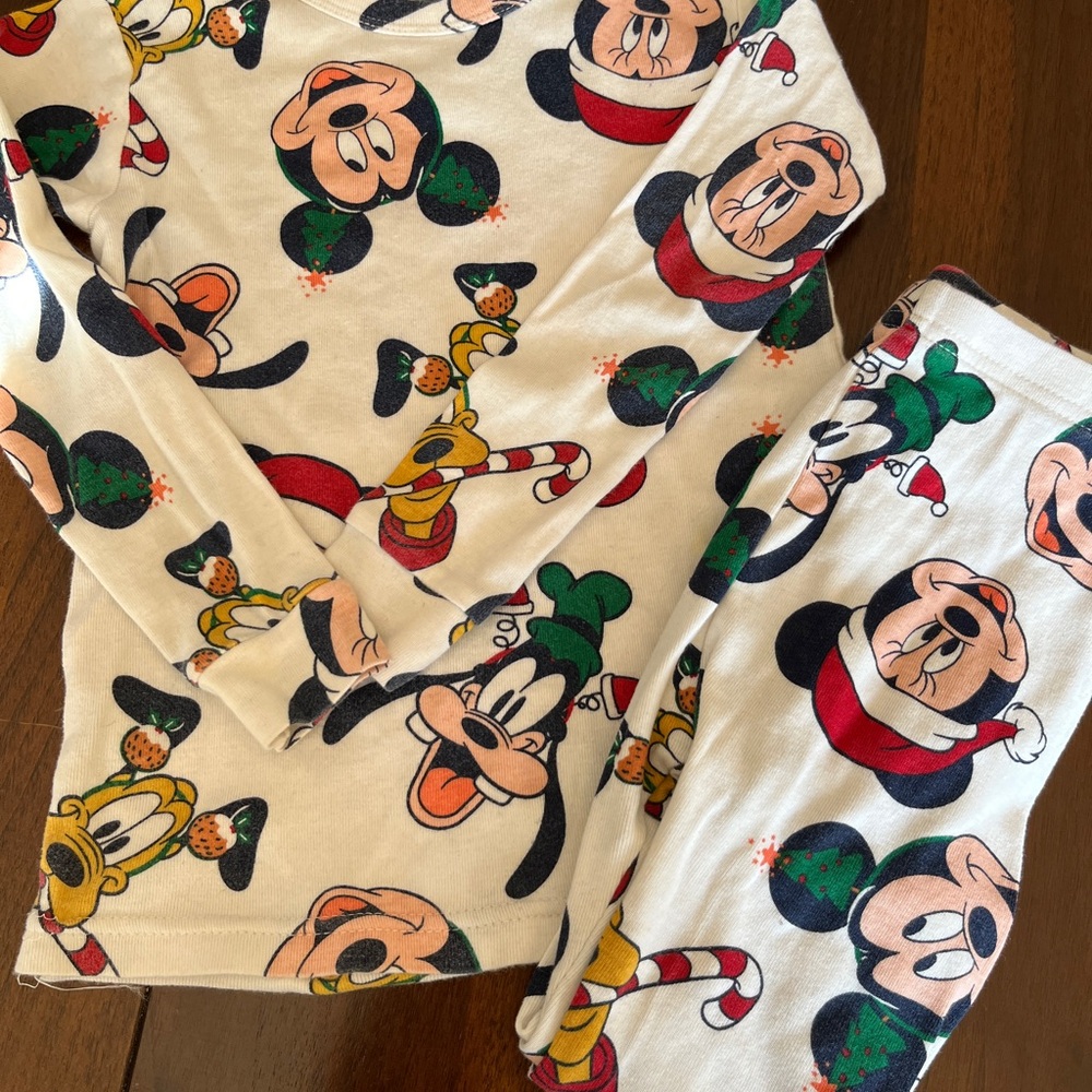GAP Kids Pajamas - Cream with Mickey and Friends Print